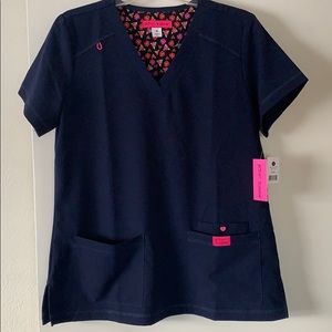 NWT Betsy Johnson Navy Blue Scrub Top